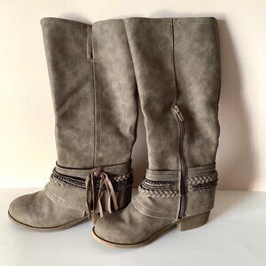 JellyPop Girls Brown Boots Decorative Ankle Feature Side Zipper Closure